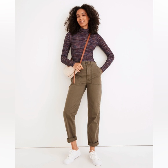 Madewell The Petite Perfect Vintage Straight Workwear Pants in Capers - Picture 1 of 8